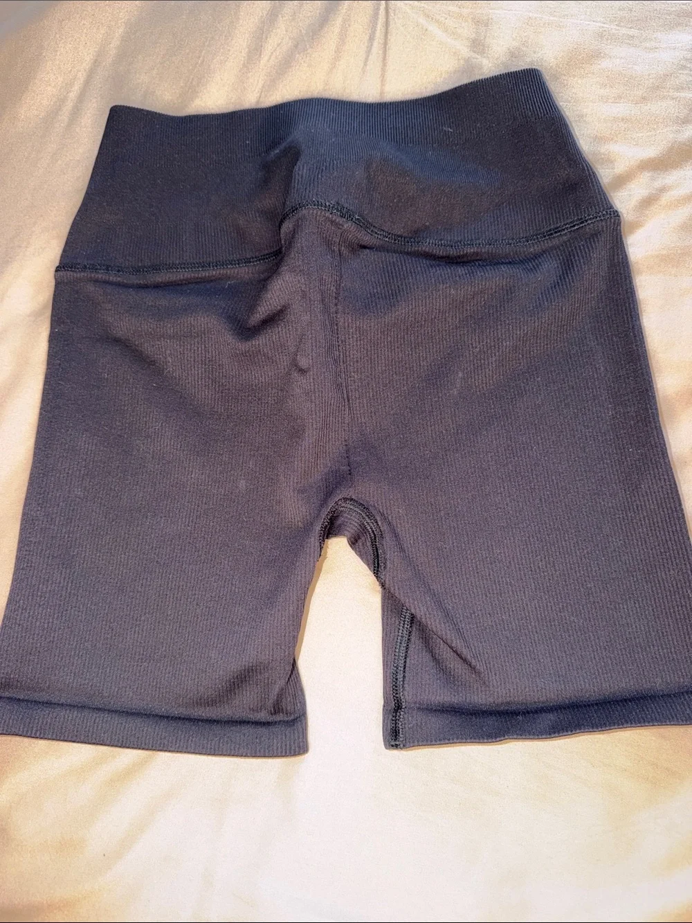 Women’s High-Waist Black Ribbed Bike Shorts